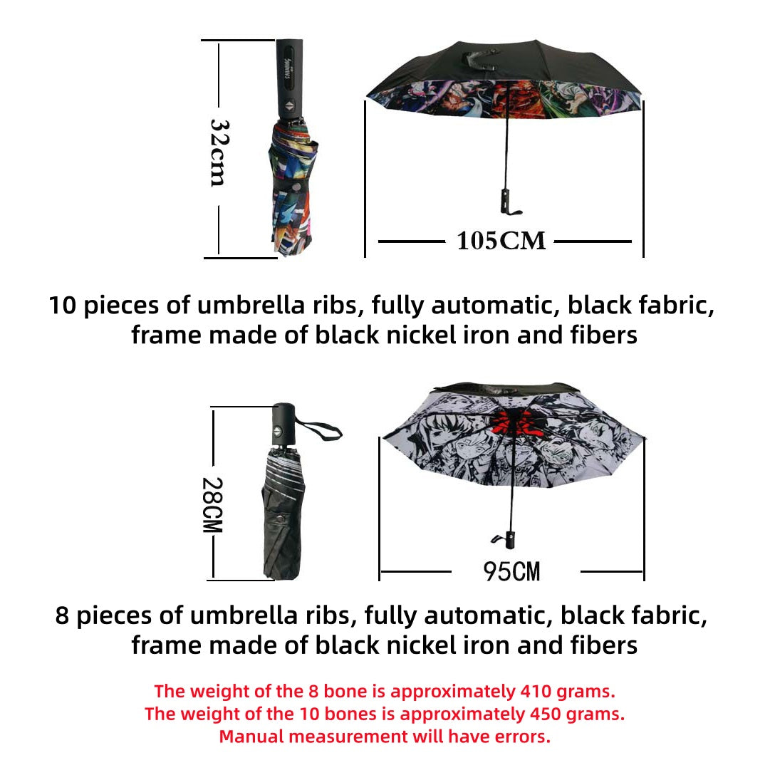 Demon Slayer Hashira Characters Automatic Folding Umbrella Windproof Rain Sun Protection Portable Compact Anime Umbrella For Fans Multiple Styles Available