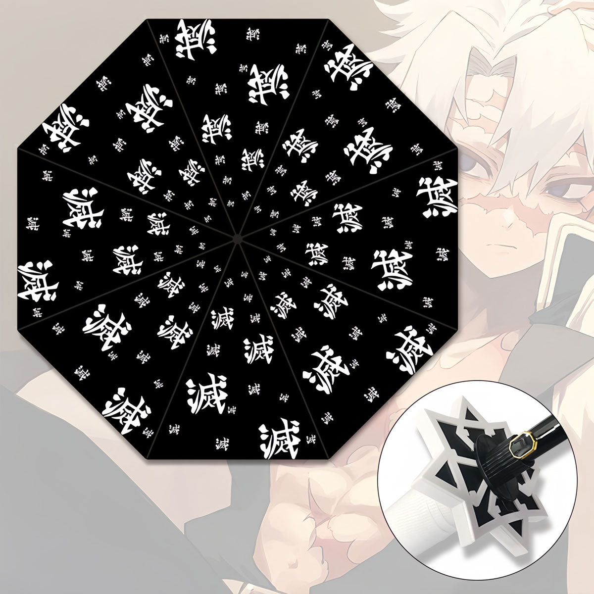 Demon Slayer Tanjiro Zenitsu Rengoku Shinobu Giyuu Anime Katana Umbrella, Samurai Sword Handle Long Rain Umbrella, Windproof Sun Protection Cosplay Umbrella For Fans