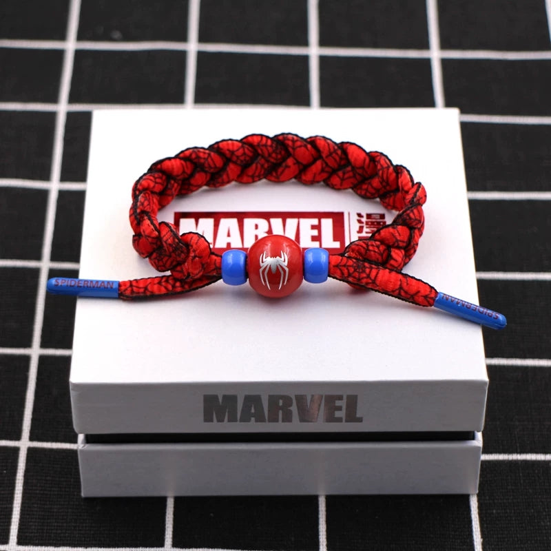 Marvel Avengers Spiderman Iron Man Captain America Thor Hulk Black Panther Venom Black Widow Doctor Strange Braided Bracelet Adjustable Woven Rope Charm Wristband Jewelry Gift For Men Women Fans