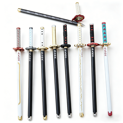 Demon Slayer Tanjiro Nezuko Zenitsu Inosuke Katana Pen, Anime Sword Shape Gel Pen With Display Stand, Refillable Writing Stationery Collectible Gift For Anime Fans