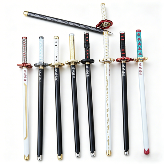 Demon Slayer Tanjiro Nezuko Zenitsu Inosuke Katana Pen, Anime Sword Shape Gel Pen With Display Stand, Refillable Writing Stationery Collectible Gift For Anime Fans
