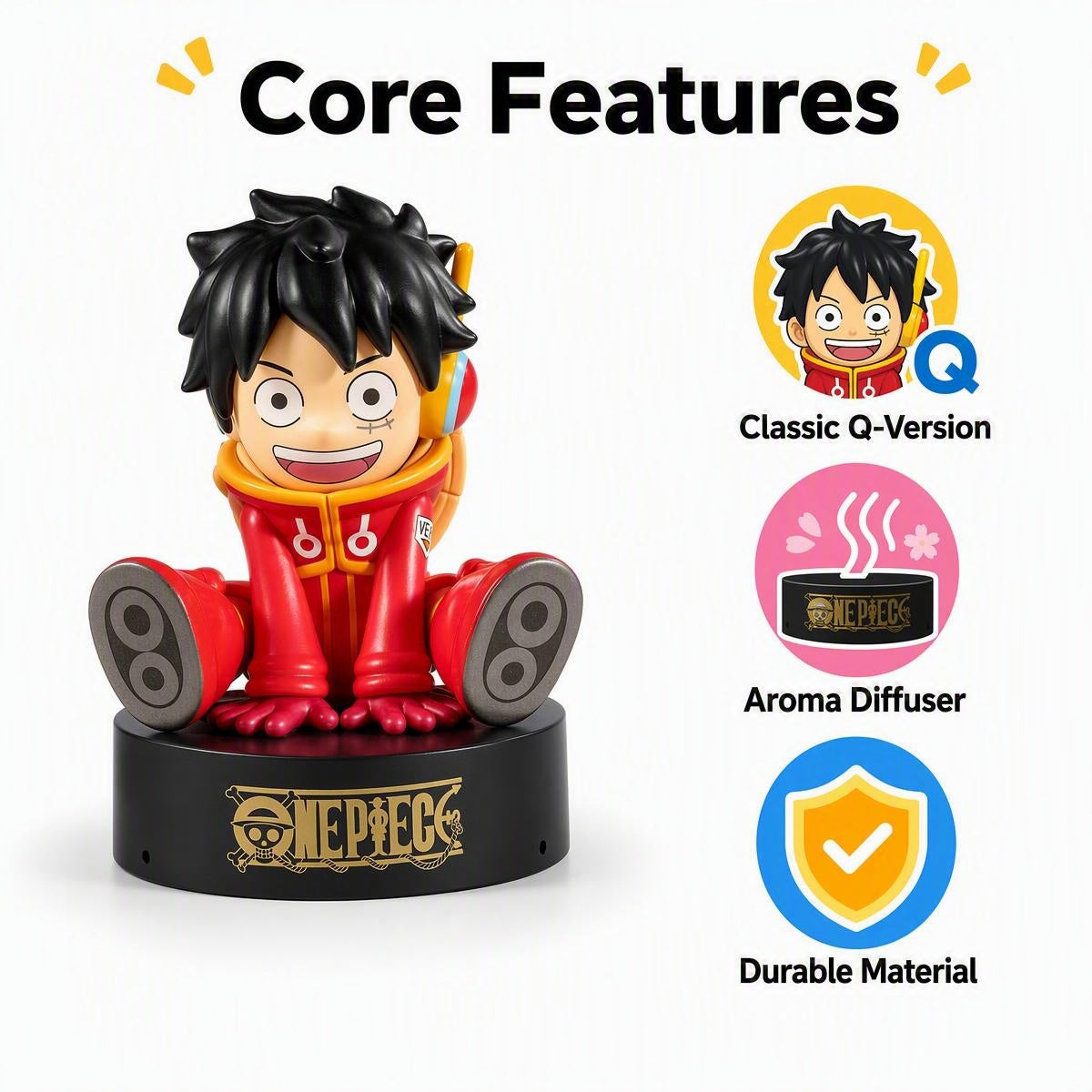 One Piece Monkey D. Luffy & Crew Surprise Blind Box Figure, Q Version Aroma Diffuser Figurine, PVC ABS Collectible Desktop Ornament, Anime Fan Collectible Gift For One Piece Lovers