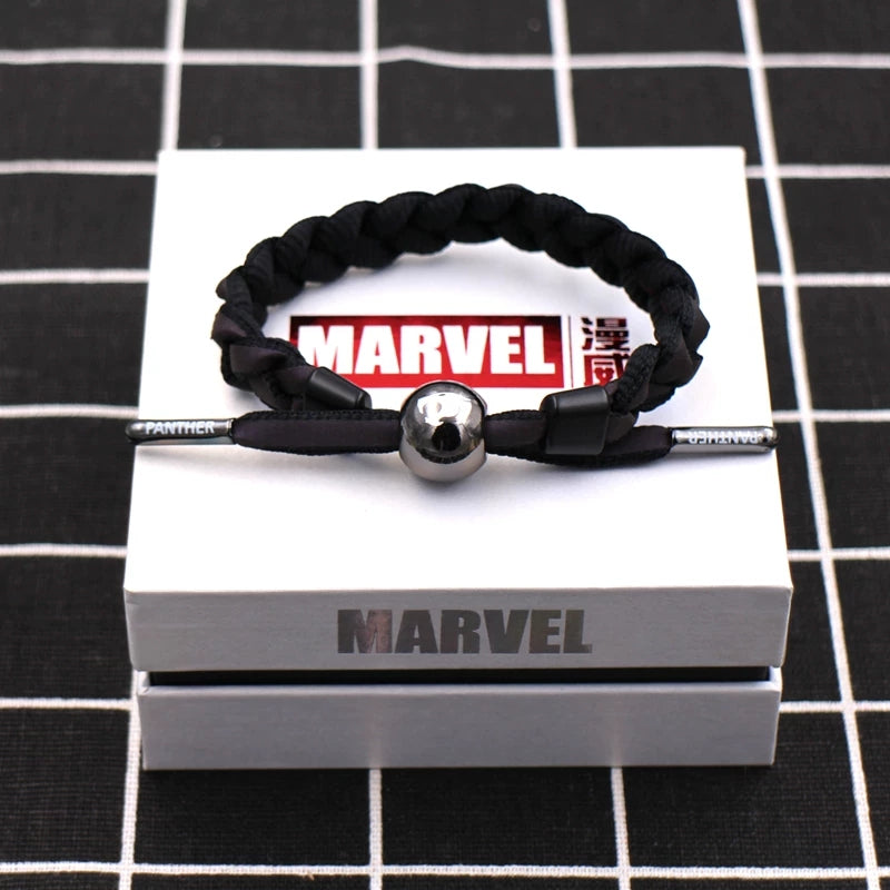 Marvel Avengers Spiderman Iron Man Captain America Thor Hulk Black Panther Venom Black Widow Doctor Strange Braided Bracelet Adjustable Woven Rope Charm Wristband Jewelry Gift For Men Women Fans