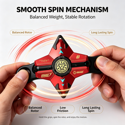 Marvel Iron‑Man Black Panther Spinner Wireless Bluetooth 5.3 Earbuds Fidget Spinner Toy Charging Case Stereo Gaming Headphones With Colorful LED Light For Anime Fans