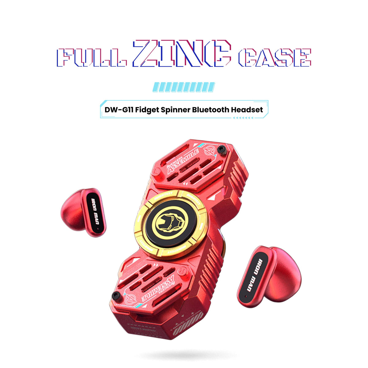 Marvel Avengers Iron Man Black Panther Captain America All‑Styles Fidget Spinner Wireless Bluetooth Earbuds, Stress Relief Mecha TWS Earphones HIFI Sound Auto Connect For Gaming & Daily Use