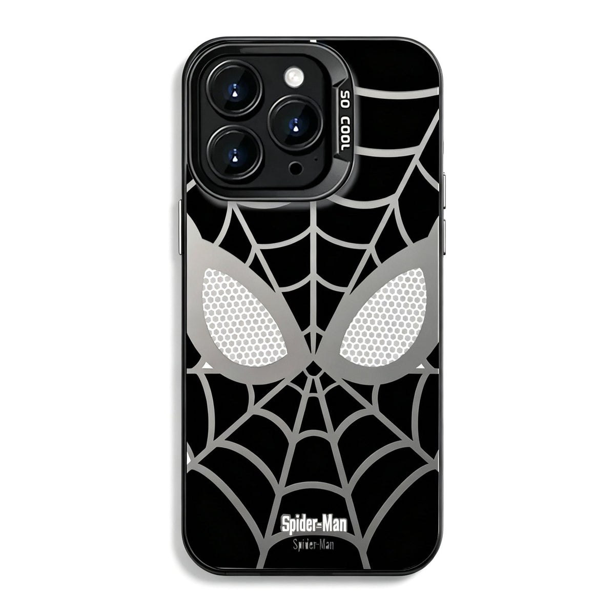 Marvel Spider-Man Mask Web Pattern Phone Case 2 Colors Glossy Anti-Fingerprint Camera Protective Slim Shockproof Comfort Grip Protective Cover For iPhone Series