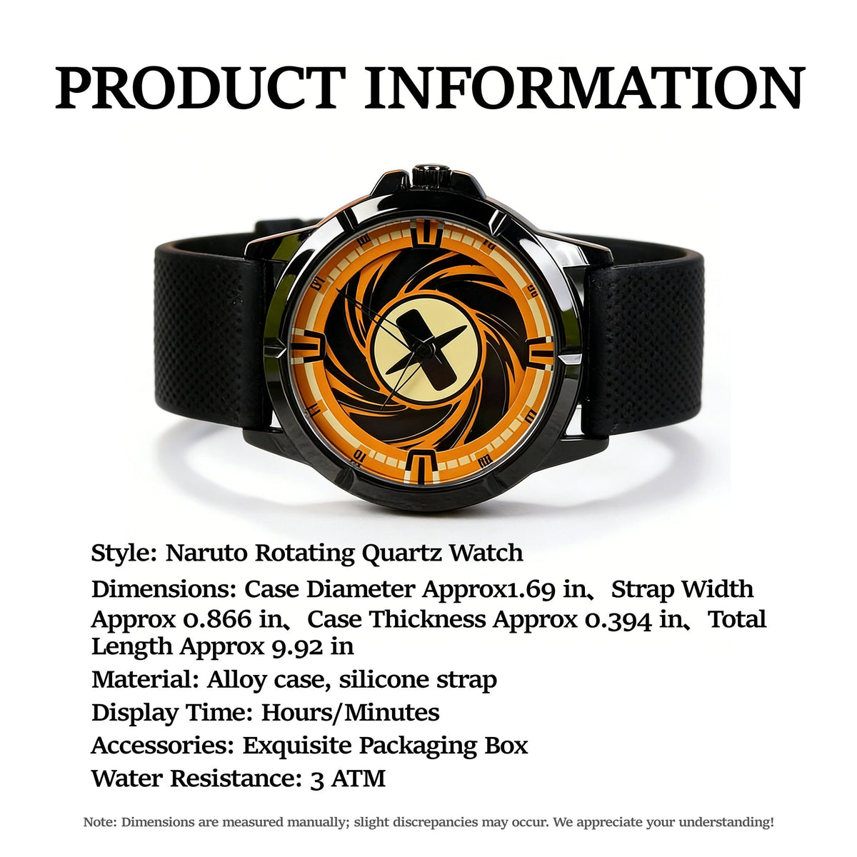 Naruto Itachi Rotating Quartz Watch, Six Paths Sage Mode Sharingan Anime Wrist Watch
