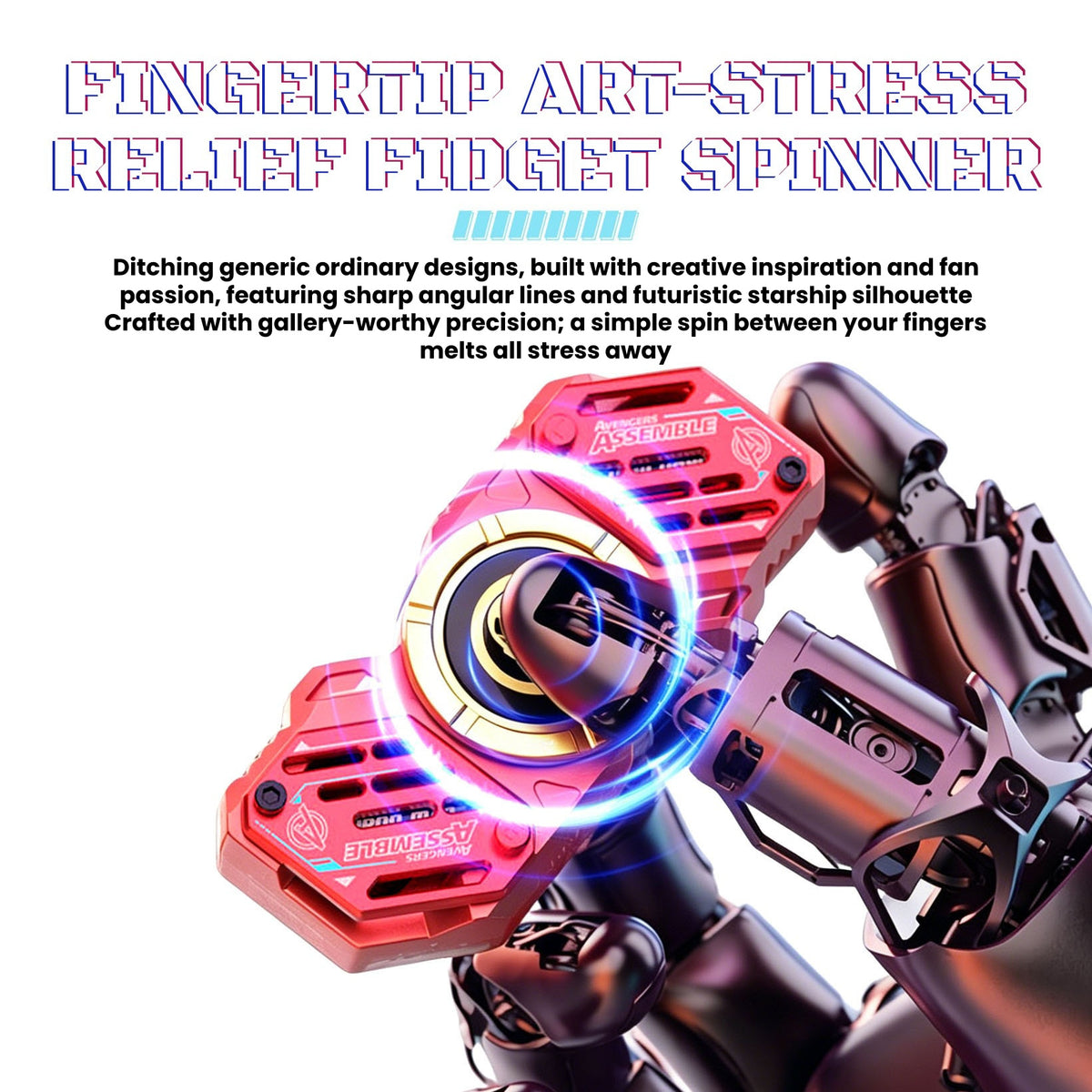 Marvel Avengers Iron Man Black Panther Captain America All‑Styles Fidget Spinner Wireless Bluetooth Earbuds, Stress Relief Mecha TWS Earphones HIFI Sound Auto Connect For Gaming & Daily Use