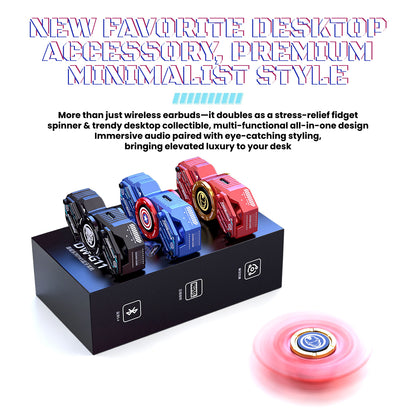 Marvel Avengers Iron Man Black Panther Captain America All‑Styles Fidget Spinner Wireless Bluetooth Earbuds, Stress Relief Mecha TWS Earphones HIFI Sound Auto Connect For Gaming & Daily Use