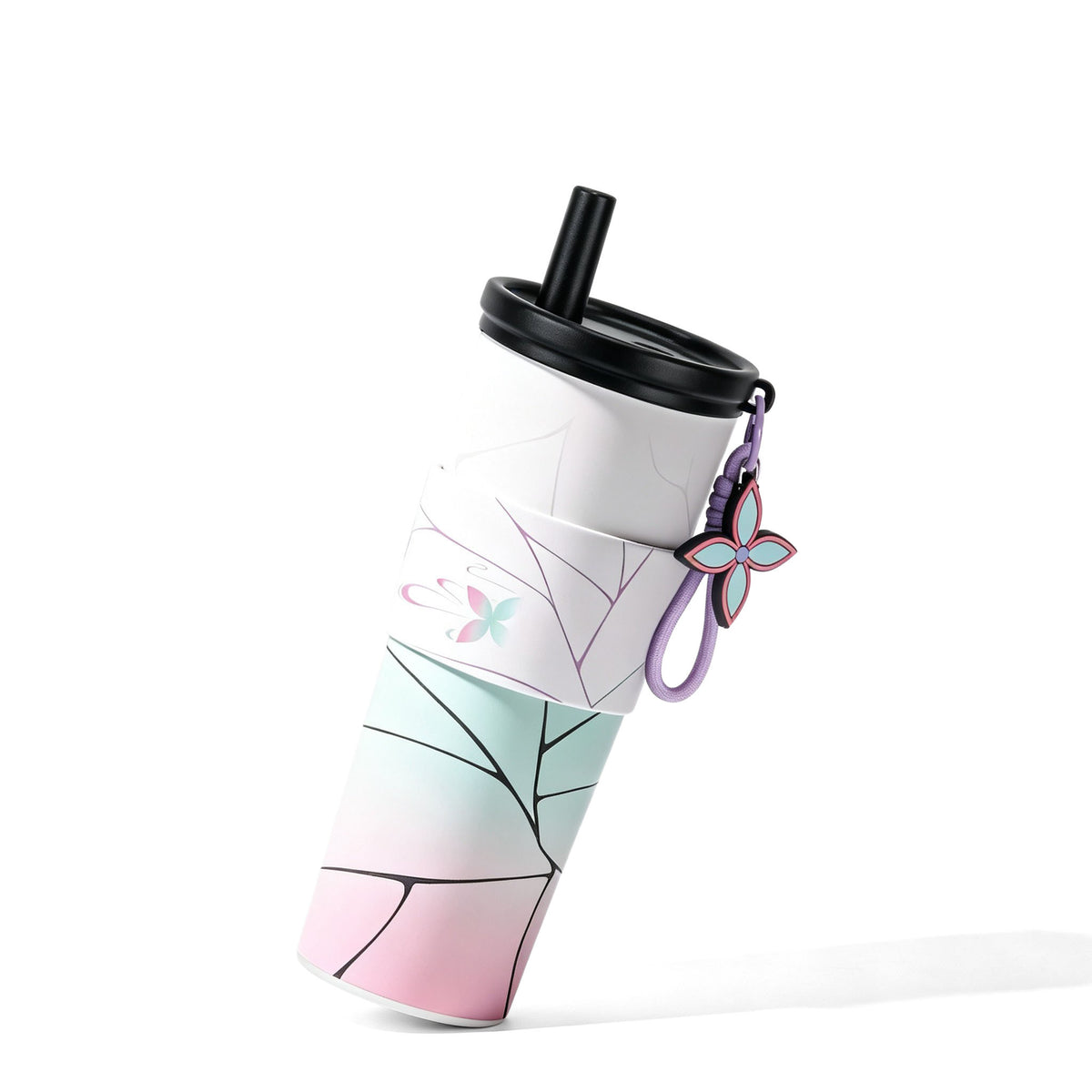 Demon Slayer Tanjiro Nezuko Zenitsu Giyuu 710ml 316 Stainless Steel Tumbler With Pop‑Up Straw & Detachable Charm, Leak Proof Vacuum Insulated Travel Coffee Cup For Hot Cold Drinks, Anime Fan Collection Gift