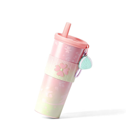 Demon Slayer Tanjiro Nezuko Zenitsu Giyuu 710ml 316 Stainless Steel Tumbler With Pop‑Up Straw & Detachable Charm, Leak Proof Vacuum Insulated Travel Coffee Cup For Hot Cold Drinks, Anime Fan Collection Gift