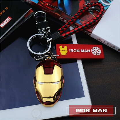 Marvel The Avengers Spider-Man Iron Man Captain America Black Panther Deadpool Thanos Venom Braided Leather Keychain Metal Pendant Carabiner Clip Key Ring Wrist Lanyard Anime Superhero Cosplay Gift For Fans Multiple Styles
