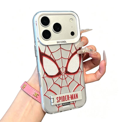 Marvel Spider‑Man Phone Case With Foldable Stand, 3D Mirror Spider Web Design Shockproof Protective Cover, Precise Cutout Slim Phone Case For iPhone Series Superhero Fan Gift