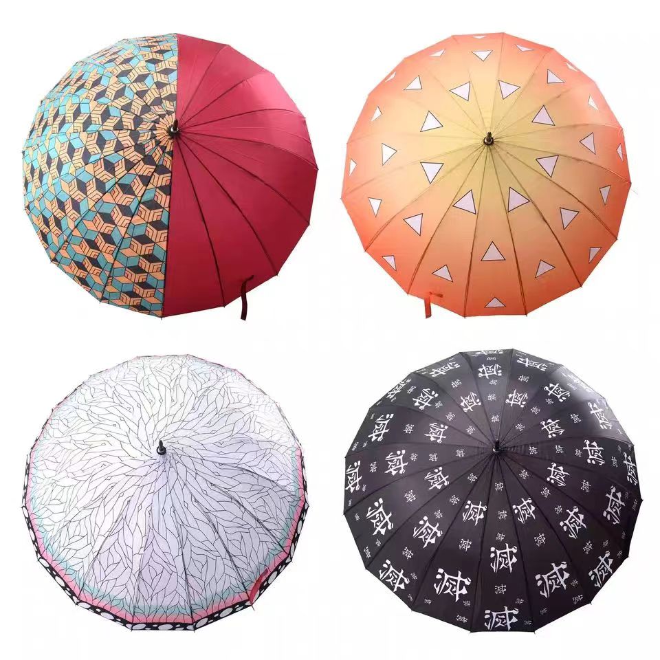 Demon Slayer Tanjiro Zenitsu Rengoku Shinobu Giyuu Anime Katana Umbrella, Samurai Sword Handle Long Rain Umbrella, Windproof Sun Protection Cosplay Umbrella For Fans