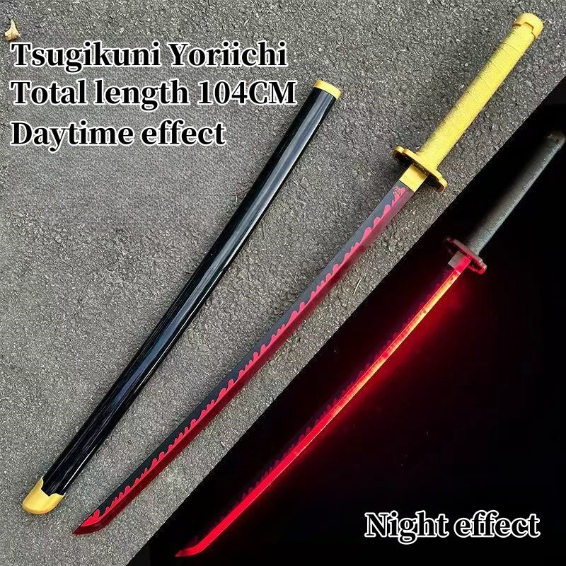 Demon Slayer Tanjiro Zenitsu Rengoku Kokushibo Sanemi Mitsuri LED Light‑Up Nichirin Sword Bamboo Blade Cosplay Prop With Scabbard Halloween Costume Accessory