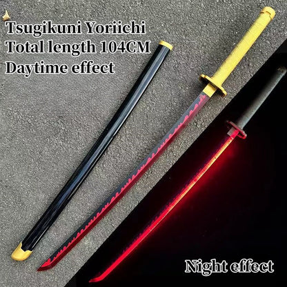 Demon Slayer Tanjiro Zenitsu Rengoku Kokushibo Sanemi Mitsuri LED Light‑Up Nichirin Sword Bamboo Blade Cosplay Prop With Scabbard Halloween Costume Accessory