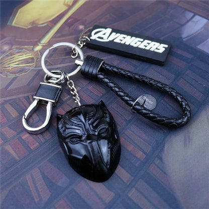 Marvel The Avengers Spider-Man Iron Man Captain America Black Panther Deadpool Thanos Venom Braided Leather Keychain Metal Pendant Carabiner Clip Key Ring Wrist Lanyard Anime Superhero Cosplay Gift For Fans Multiple Styles