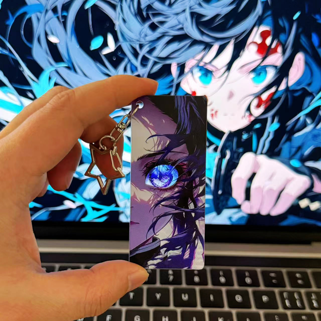 Demon Slayer, Rengoku, Giyuu, Mitsuri, Obanai, Shinobu, Muichiro Acrylic Keychain, Anime Character Eye Card Pendant, Star Chain Bag Ornament, Collectible Anime Accessories For Fans