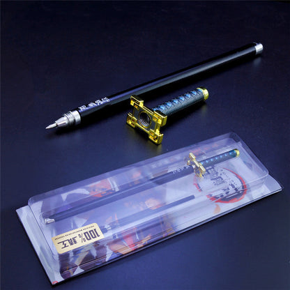 Demon Slayer Tanjiro Nezuko Zenitsu Inosuke Katana Pen, Anime Sword Shape Gel Pen With Display Stand, Refillable Writing Stationery Collectible Gift For Anime Fans