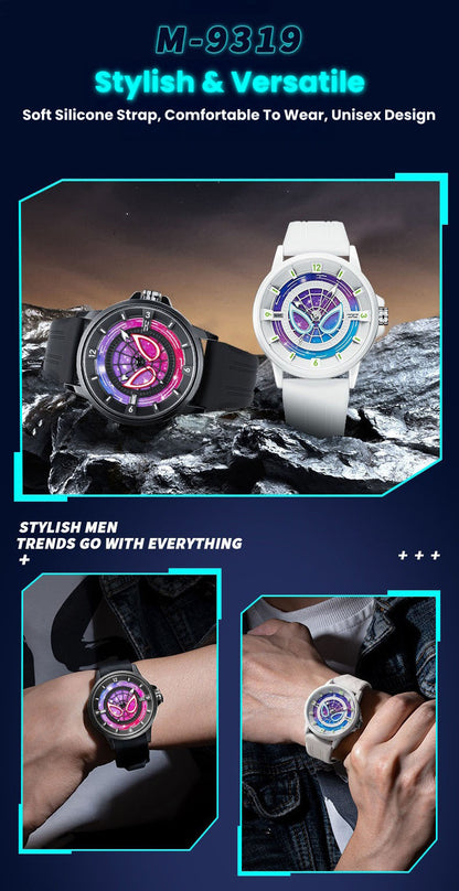 Marvel Spider-Man Co-Branded Quartz Watch 3D Gradient Starry Sky Dial Luminous Glow In Dark 3ATM Waterproof Silicone Strap Alloy Case Scratch Resistant Glass Unisex Analog Wristwatch 2 Colors For Fans