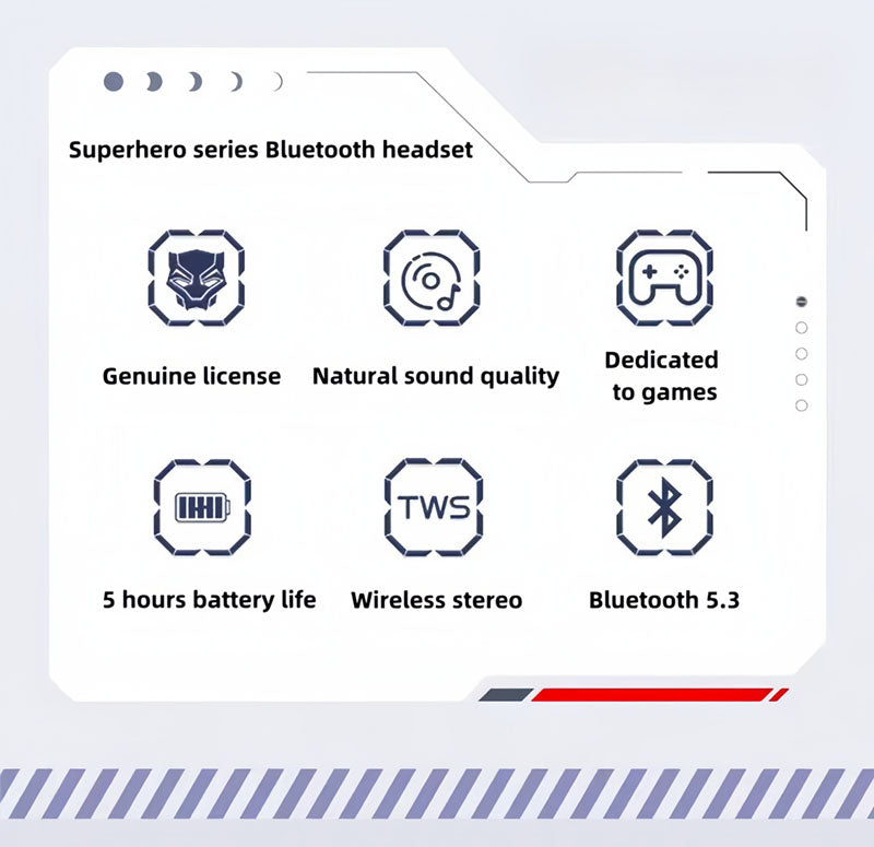 Marvel Avengers Iron Man TWS Wireless Bluetooth 5.3 Earbuds Rotatable Opening Charging Case 360° Surround Sound Semi‑in‑Ear Gaming Headphones Black White Variant For Sports Gaming Daily Use