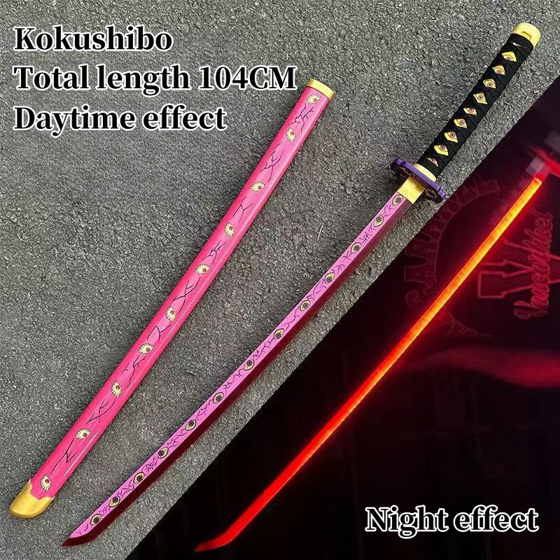 Demon Slayer Tanjiro Zenitsu Rengoku Kokushibo Sanemi Mitsuri LED Light‑Up Nichirin Sword Bamboo Blade Cosplay Prop With Scabbard Halloween Costume Accessory