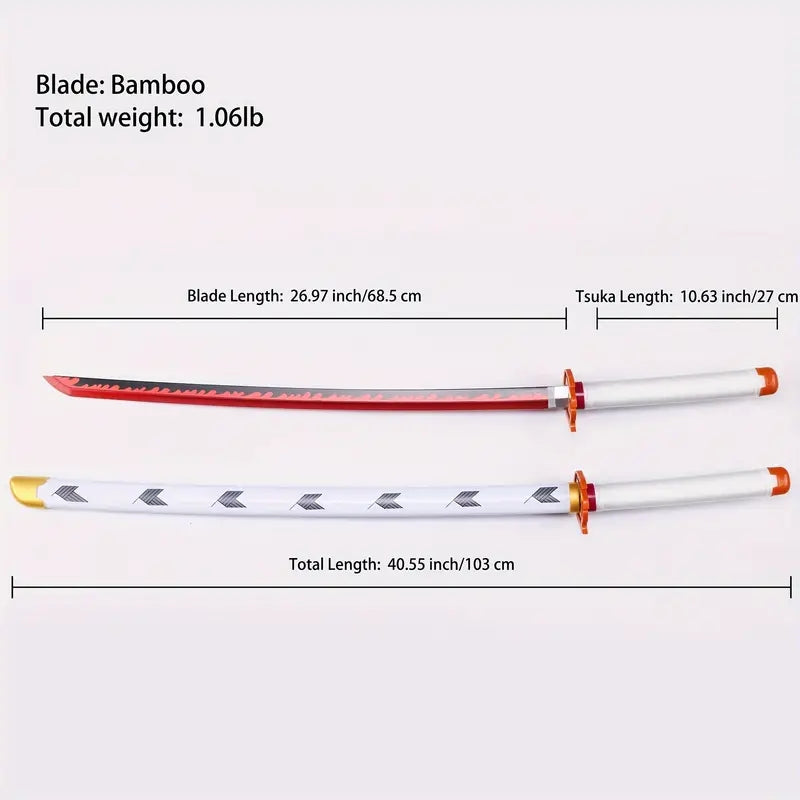 Demon Slayer Tanjiro Zenitsu Rengoku Mitsuri Bamboo Cosplay Sword Light Up Nichirin Blade Prop With Scabbard And Stand Anime Halloween Costume Accessory