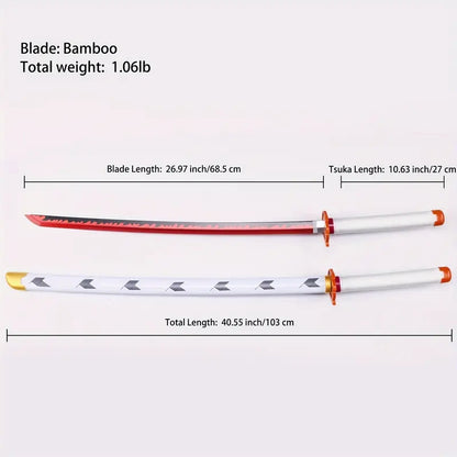 Demon Slayer Tanjiro Zenitsu Rengoku Mitsuri Bamboo Cosplay Sword Light Up Nichirin Blade Prop With Scabbard And Stand Anime Halloween Costume Accessory