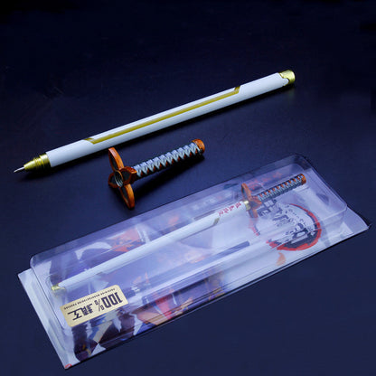 Demon Slayer Tanjiro Nezuko Zenitsu Inosuke Katana Pen, Anime Sword Shape Gel Pen With Display Stand, Refillable Writing Stationery Collectible Gift For Anime Fans