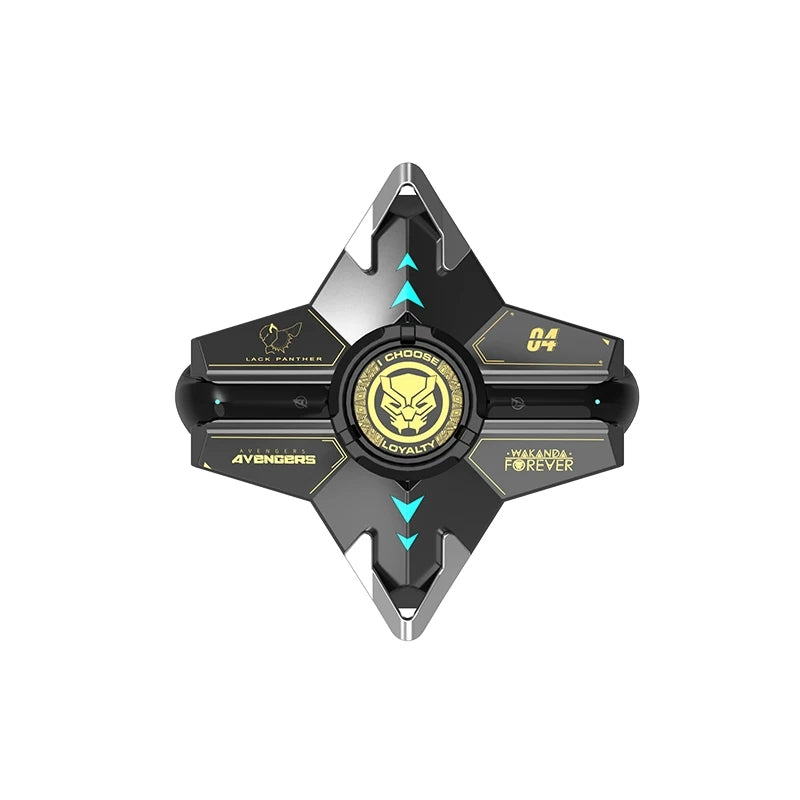 Marvel Iron‑Man Black Panther Spinner Wireless Bluetooth 5.3 Earbuds Fidget Spinner Toy Charging Case Stereo Gaming Headphones With Colorful LED Light For Anime Fans