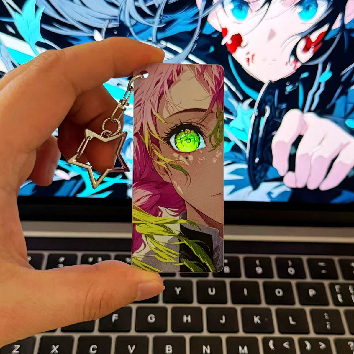 Demon Slayer, Rengoku, Giyuu, Mitsuri, Obanai, Shinobu, Muichiro Acrylic Keychain, Anime Character Eye Card Pendant, Star Chain Bag Ornament, Collectible Anime Accessories For Fans
