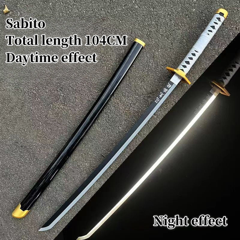 Demon Slayer Tanjiro Zenitsu Rengoku Kokushibo Sanemi Mitsuri LED Light‑Up Nichirin Sword Bamboo Blade Cosplay Prop With Scabbard Halloween Costume Accessory