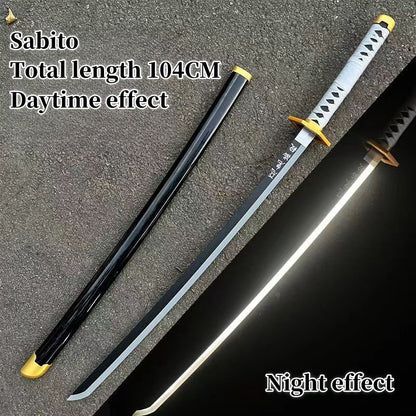 Demon Slayer Tanjiro Zenitsu Rengoku Kokushibo Sanemi Mitsuri LED Light‑Up Nichirin Sword Bamboo Blade Cosplay Prop With Scabbard Halloween Costume Accessory