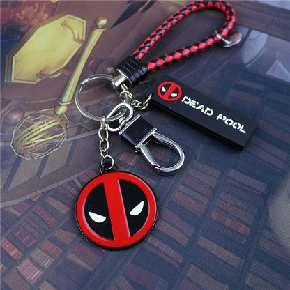 Marvel The Avengers Spider-Man Iron Man Captain America Black Panther Deadpool Thanos Venom Braided Leather Keychain Metal Pendant Carabiner Clip Key Ring Wrist Lanyard Anime Superhero Cosplay Gift For Fans Multiple Styles