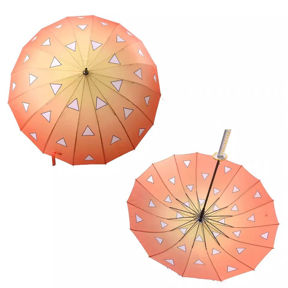 Demon Slayer Tanjiro Zenitsu Rengoku Shinobu Giyuu Anime Katana Umbrella, Samurai Sword Handle Long Rain Umbrella, Windproof Sun Protection Cosplay Umbrella For Fans