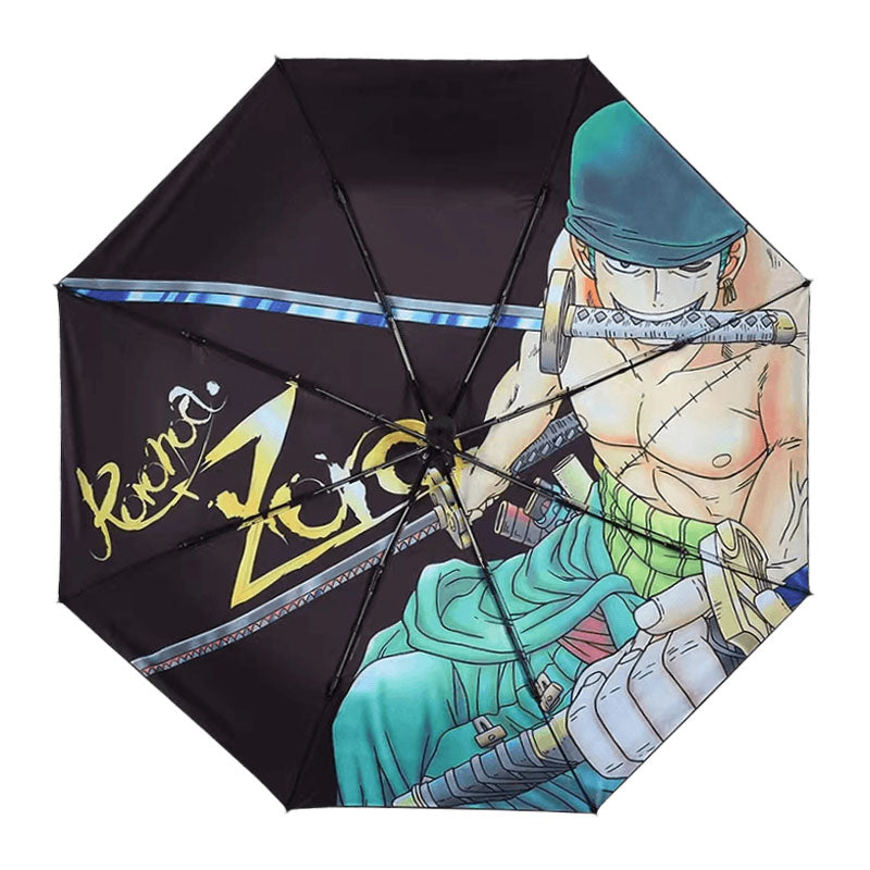 One Piece Monkey D. Luffy Roronoa Zoro Portgas D. Ace Folding Umbrella, 4 Styles Available Windproof Fiberglass Ribs Waterproof Compact Auto Open Close Travel Umbrella For Anime Fans