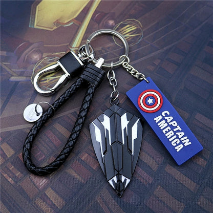 Marvel The Avengers Spider-Man Iron Man Captain America Black Panther Deadpool Thanos Venom Braided Leather Keychain Metal Pendant Carabiner Clip Key Ring Wrist Lanyard Anime Superhero Cosplay Gift For Fans Multiple Styles