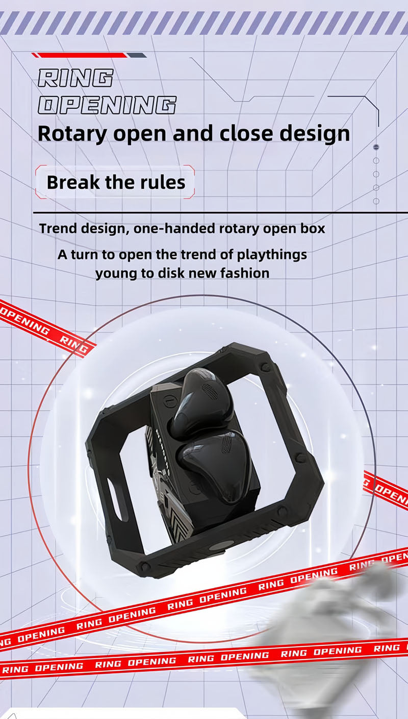 Marvel Avengers Iron Man TWS Wireless Bluetooth 5.3 Earbuds Rotatable Opening Charging Case 360° Surround Sound Semi‑in‑Ear Gaming Headphones Black White Variant For Sports Gaming Daily Use