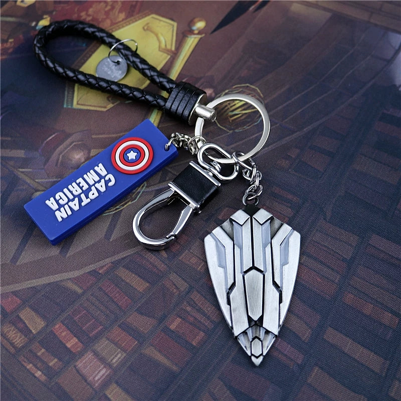 Marvel The Avengers Spider-Man Iron Man Captain America Black Panther Deadpool Thanos Venom Braided Leather Keychain Metal Pendant Carabiner Clip Key Ring Wrist Lanyard Anime Superhero Cosplay Gift For Fans Multiple Styles