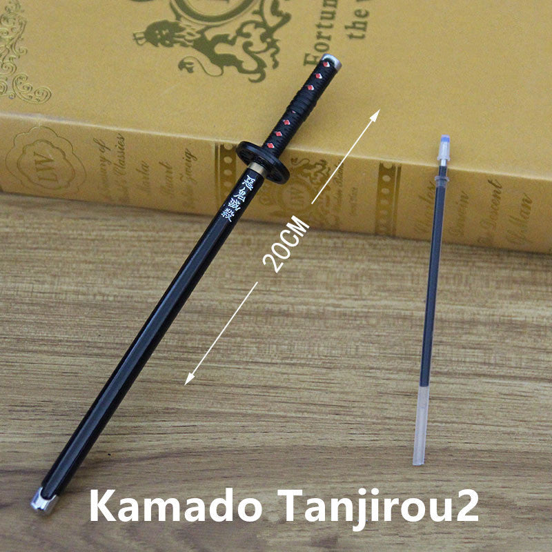Demon Slayer Tanjiro Nezuko Zenitsu Inosuke Katana Pen, Anime Sword Shape Gel Pen With Display Stand, Refillable Writing Stationery Collectible Gift For Anime Fans