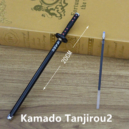 Demon Slayer Tanjiro Nezuko Zenitsu Inosuke Katana Pen, Anime Sword Shape Gel Pen With Display Stand, Refillable Writing Stationery Collectible Gift For Anime Fans