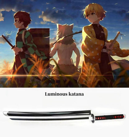 Demon Slayer Tanjiro Zenitsu Rengoku Kokushibo Sanemi Mitsuri LED Light‑Up Nichirin Sword Bamboo Blade Cosplay Prop With Scabbard Halloween Costume Accessory