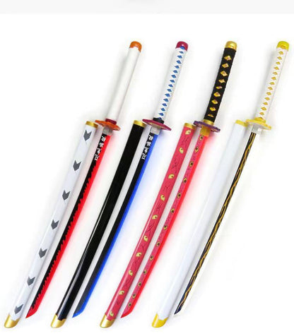 Demon Slayer Tanjiro Zenitsu Rengoku Kokushibo Sanemi Mitsuri LED Light‑Up Nichirin Sword Bamboo Blade Cosplay Prop With Scabbard Halloween Costume Accessory