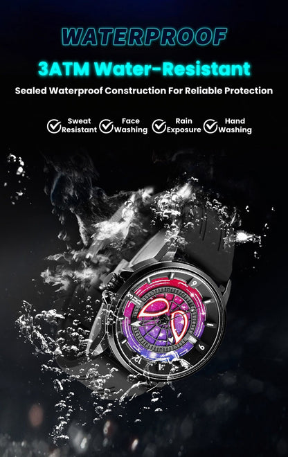 Marvel Spider-Man Co-Branded Quartz Watch 3D Gradient Starry Sky Dial Luminous Glow In Dark 3ATM Waterproof Silicone Strap Alloy Case Scratch Resistant Glass Unisex Analog Wristwatch 2 Colors For Fans