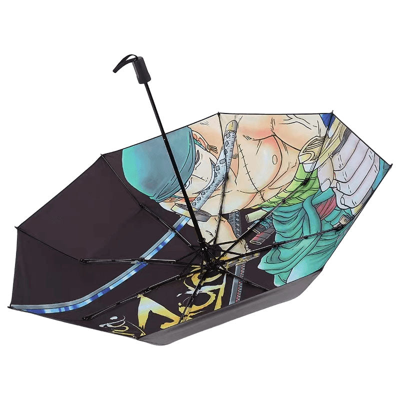 One Piece Monkey D. Luffy Roronoa Zoro Portgas D. Ace Folding Umbrella, 4 Styles Available Windproof Fiberglass Ribs Waterproof Compact Auto Open Close Travel Umbrella For Anime Fans