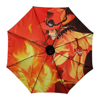 One Piece Monkey D. Luffy Roronoa Zoro Portgas D. Ace Folding Umbrella, 4 Styles Available Windproof Fiberglass Ribs Waterproof Compact Auto Open Close Travel Umbrella For Anime Fans