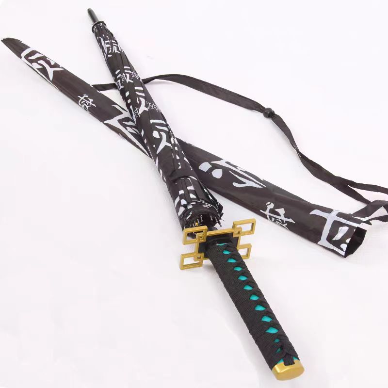 Demon Slayer Tanjiro Zenitsu Rengoku Shinobu Giyuu Anime Katana Umbrella, Samurai Sword Handle Long Rain Umbrella, Windproof Sun Protection Cosplay Umbrella For Fans