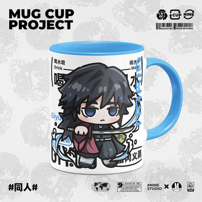 Demon Slayer Ceramic Mug, White Anime Coffee Cup, Kawaii Manga Drinking Cup, Anime Fan Gift for Home Office