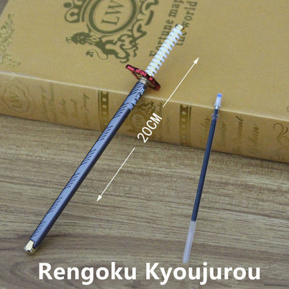 Demon Slayer Tanjiro Nezuko Zenitsu Inosuke Katana Pen, Anime Sword Shape Gel Pen With Display Stand, Refillable Writing Stationery Collectible Gift For Anime Fans