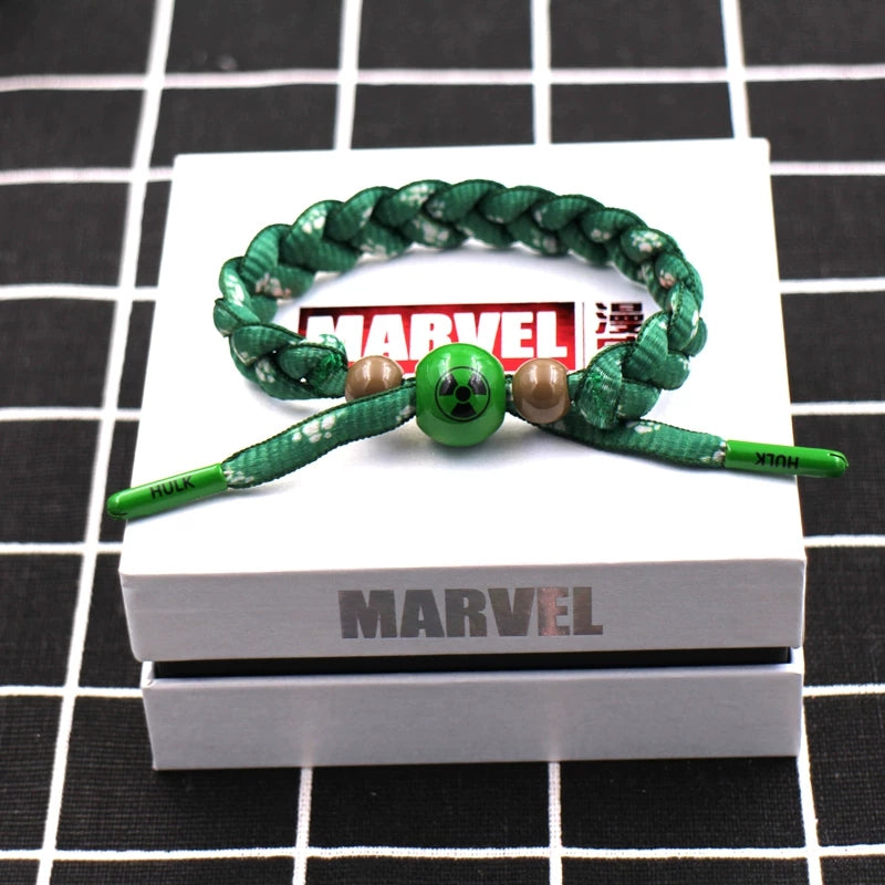 Marvel Avengers Spiderman Iron Man Captain America Thor Hulk Black Panther Venom Black Widow Doctor Strange Braided Bracelet Adjustable Woven Rope Charm Wristband Jewelry Gift For Men Women Fans